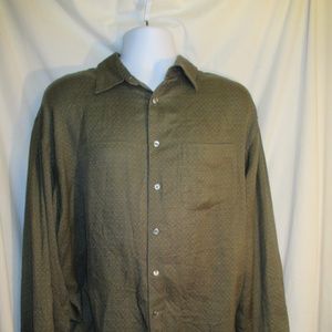 Perry Ellis Green Silk Button Down Size XL
